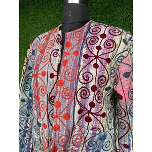 Ouzbek Vintage unisexe veste d'hiver à la main broderie indien coton imprimé Kantha Gudri manteau Quilting cousu à la main pardessus - Product Image 4