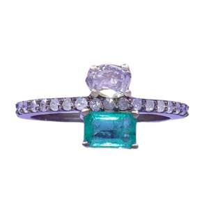 Anillos Unisex de Plata de Ley 925 Chapados en Oro con Diamantes Polki y Esmeraldas, MOQ Bajo, Estilo Antiguo - Product Image 4