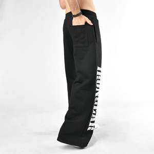 Pantalon plissé ample classique noir en coton léger, sportif et tendance, avec logo personnalisé, tailles XL-6XL - Product Image 6
