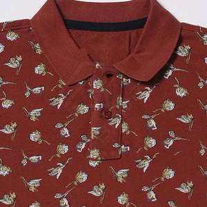 Offre Spéciale de golf tricoté en coton pour hommes, polos décontractés à fleurs, polos de couleur contrastée, polos respirants, vente en gros - Product Image 3