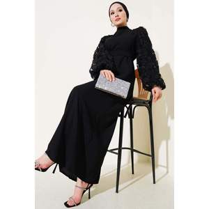 Vestido manga tul floral cinturón negro - Product Image 2