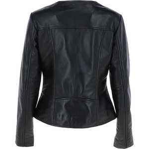 Chaquetas de cuero personalizadas de tendencia superior para mujer, diseño de cuello vuelto sólido, mangas completas, forro de satén transpirable - Product Image 3