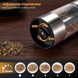 Juego de 3 Molinillos Eléctricos de Alimentos de Acero Inoxidable con Luz LED y Base de Carga Tipo C para Moler Sal y Pimienta - Product Image 5