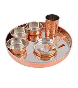 Juego de Platos Thali de Cobre, Último Diseño Personalizado, Diseño Moderno con Incrustaciones Doradas, Ecológico, Apto para Lavavajillas, Juego de Utensilios - Product Image 3