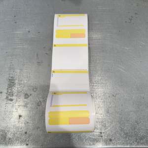 Marah P90 Blank Prescription Labels 3.65'' x 8.85'' RX-Direct Thermal <b>White</b>/Yellow Background Reusable Adhesive 250 Pcs/Roll - Product Image 3