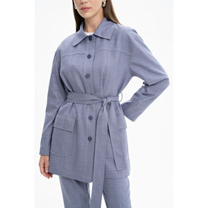 Quilted <b>Leather</b> Kimono <b>Jacket</b> with Embroidery and Belt - Product Image 4
