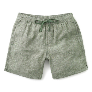 Venta al por mayor personalizado sólido en blanco 75% algodón 25% tela tejida de lino cintura elástica pantalones cortos duraderos Súper suaves para hombres DDP envío - Product Image 1