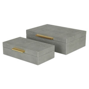 กล่องตกแต่งหนังเทียมสีเทาพร้อมฝาปิดสำหรับตกแต่งบ้านเหมาะสำหรับเป็นของขวัญงานแต่งงานของขวัญจากอินเดีย - Product Image 3