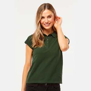T-shirt Estiva Dama Piqué Ring Spun 7600 Stile Casual Sportivo con Taglio Sagomato, Cuciture Laterali, Manica Corta, 230g, Distintivo Ricamato - Product Image 3