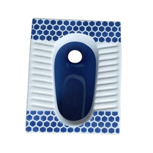 WC à la turque bicolore bleu et blanc, style indien Orissa, en céramique, pour salle de bain, articles sanitaires asiatiques - Product Image 4