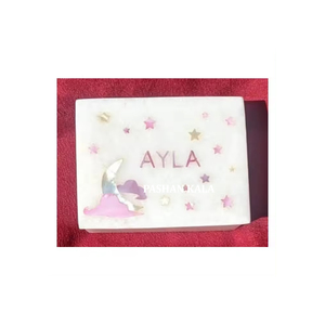 Cajas de joyería de diseño de regalo de Ramadán, caja de mármol con nombre personalizado, caja de Incrustaciones de nácar blanca diferente Multicolor exclusiva - Product Image 1