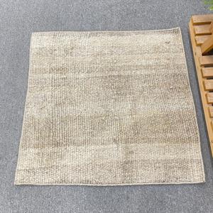Petit tapis vintage 2,4 x 2,4 pieds, tapis turc, tapis marocain en laine brun-gris - Product Image 2