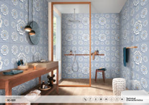 Azulejos de Porcelana Vitrificada Pulida con Patrón Floral de 60x60cm, Superficie Brillante 3D S31, Azulejos de 600x600mm para Interiores Decorativos - Product Image 3