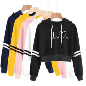 Sudadera Corta de Algodón para Mujer, con Estampado de Letras, Holgada, de Alta Calidad, al por Mayor, Sudadera Corta Personalizada, Directo de Fábrica OEM - Product Image 1