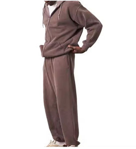 Survêtements pour hommes en gros personnalisés, lavage à l'acide, haute qualité, surdimensionnés, fermeture éclair intégrale, lavage à l'acide, survêtement évasé pour hommes - Product Image 2