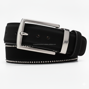 Ceintures en cuir de vachette véritable suédé de haute qualité pour hommes, légères, durables, avec boucle en alliage, fournisseur en gros - Product Image 1