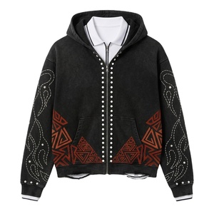 Sweat à capuche tricoté vintage tendance pour homme, style délavé, tissu épais, manches longues, pour l'automne - Product Image 1