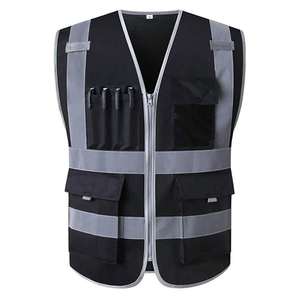 Gilet de travail personnalisé pour hommes, résistant, anti-froissement, multi-poches, uniforme de sécurité pour les travaux de construction en plein air, polyester/coton - Product Image 3
