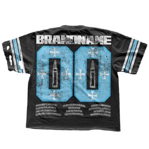 Lettre personnalisée logo streetwear sérigraphie lavage à l'acide rétro récolte t-shirt coton biologique t-shirts graphiques poids lourds - Product Image 2