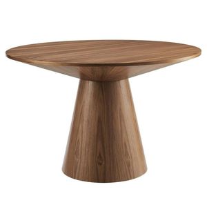 Table de Salle à Manger Ronde Mid-Century Moderne Finition Grain de Bois - Product Image 1