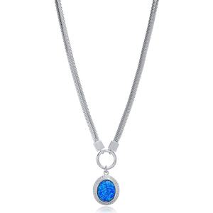 Bleu Opale Pierre Forme Chevrons Chaîne Conception Turc Fabriqué À La Main En Gros 925 Bijoux En Argent Sterling - Product Image 4