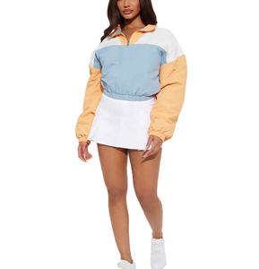 Custom Nylon <b>Women</b> Windbreaker <b>Jacket</b> Quick Dry Color Block Breathable Elastic Cuffs <b>Lightweight</b> <b>Women</b> Crop Top <b>Summer</b> <b>Jacket</b> - Product Image 4