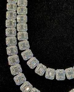 จี้เพชรโมอิสซาไนต์ VVS เงินแท้ 925 ขนาด 18 มม. ความยาว 22 นิ้ว ทองคำขาว 14K ทรงปรินเซสคัท สไตล์ฮิปฮอป สำหรับทั้งชายและหญิง รับรองโดย IGI - Product Image 2