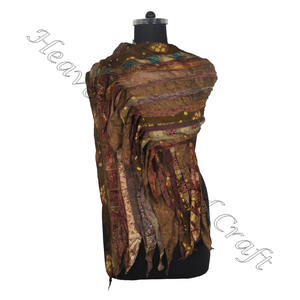 Sari en soie recyclée 15 bandes Foulards en soie de créateur indien Étoles Fabricant en gros recyclé de l'Inde Sari Patches Revers - Product Image 6