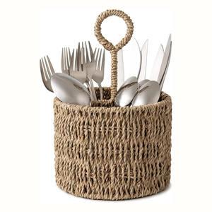 Sea grass cutlery holder container seagrass flatware <b>storage</b> for christmas holiday table decor - Product Image 5