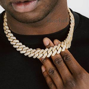 Hip Hop estilo hombres 19mm 2 filas VVS Moissanite S925 plata esterlina punta cubana enlace cadena collar joyería elegante - Product Image 2