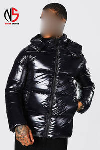 Veste matelassée de haute qualité, noire, coupe-vent, chaude, avec poche, logo personnalisé, veste d'hiver pour homme, veste d'extérieur - Product Image 3