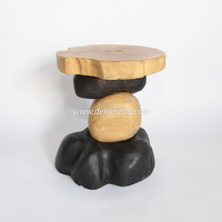 Tabouret empilable en racine de teck bicolore, tabouret en bois unique pour salon, meubles de maison décoratifs