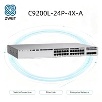 Switch Cisco Catalyst C9200L-24P-4X-A de 24 Puertos Gigabit PoE+ 370W 4x10G SFP+ 8 Unidades Apilables, Switch de Red Empresarial de Capa 3