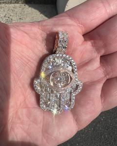 Pendentif Hip Hop Design de luxe en argent 925 avec diamant Moissanite et caution de sac d'argent glacé bijoux de fête personnalisables - Product Image 5