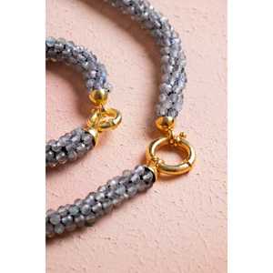 Certified Handmade Knitted <b>Labradorite</b> Set with Silver Clasp Necklace 48 cm, <b>Bracelet</b> 19 cm - Product Image 1