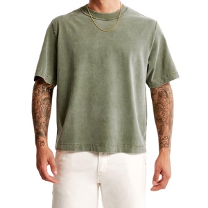 Hot selling Men Crop Length Boxy fit T-shirt 100% Cotton Streetwear Oversized <b>Tshirt</b> for Men Custom Blank Logo T Shirt for Men - Product Image 2