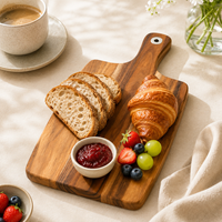 Planche à découper en bois d'acacia massif avec poignée et trou en acier inoxydable pour la préparation de la viande et des légumes en cuisine
