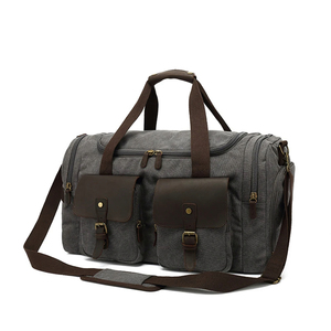Sac de voyage en toile pour homme de grande capacité, durable, de style sportif et luxueux, sac fourre-tout en cuir véritable pour le fitness en plein air, la photographie - Product Image 5