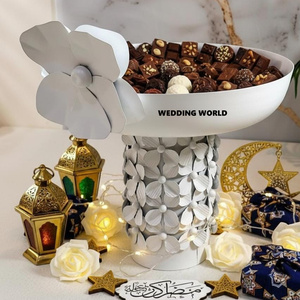 Tazón de Chocolate de Metal con Recubrimiento en Polvo Gris, Tazón de Dulces de Diseño de Alta Calidad, Forma Redonda, Diseño Floral - Product Image 6