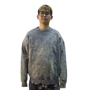 Sudaderas con capucha para hombre al por mayor, personalizadas, vintage, con teñido anudado, bordado 3D, con cremallera, 100% algodón, de peso pesado, desgastadas y cortas - Product Image 5