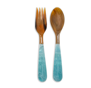 2 color tone horn head flatware <b>set</b> of <b>6</b> large spoons round head design ideal <b>for</b> salad <b>dinnerware</b> kitchen use and wholesale - Product Image 6