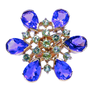 925 Sterling Silver <b>Gold</b> Plated <b>Amethyst</b> Peridot <b>Ring</b> - Product Image 2