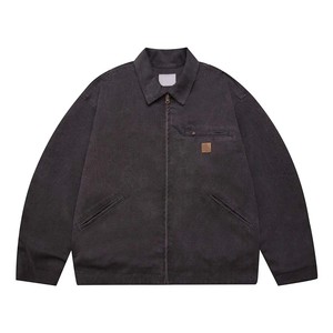 เสื้อแจ็คเก็ตผ้าแคนวาสผู้ชายสไตล์วินเทจ 100% ผ้าฝ้าย ไม่ถักทอ สวมใส่สบายสำหรับฤดูหนาว ปิดด้วยซิป คอตั้ง น้ำหนักเบา บาง  สั่งซื้อขั้นต่ำน้อย - Product Image 3