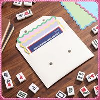 Weiße Leder-Mahjong-Karten-Clutch-Hülle für Karten, Mahjong-Zubehör, Schutzhülle mit Mahjong-Set