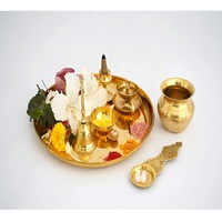 Prix abordable Laiton Pooja Thali Set fait à la main et fabriqué à la main Puja Thali Set Traditionnel Pour Pooja Arti Hindu Religieux Point