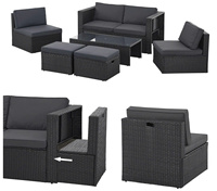 Modern Dış Mekan Yemek Seti PHU LINH PLW-SALOU Temperli 5mm Rattan Masa ve Sandalyeler Karton Ambalaj Vietnam Otel Park Kullanımı