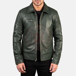 Wholesale Genuine Leather <b>Jacket</b> Men's Winter Stand Collar Front Logo <b>Heated</b> Breathable Customizable - Product Image 1