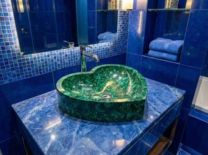 Lavabo Redondo de Piedra de Ágata de Lujo Moderno Hecho a Mano, Decoración Ecológica para Baño, Hogar u Oficina, Ideal para Diwali - Product Image 3