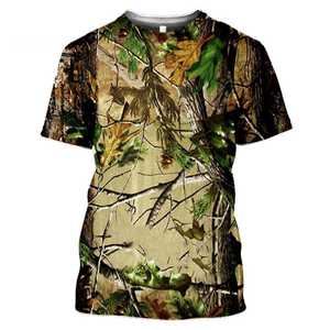 T-shirt à manches courtes camouflage woodland, léger, respirant, en polyester, pour la chasse, la pêche, l'entraînement en plein air - Product Image 4