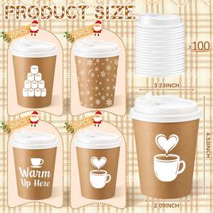 Vasos Desechables Biodegradables y Reciclables de PET/PLA para Bebidas Frías con Tapas Antiderrames, Libres de PFAS y BPA, Ecológicos, Navideños - Product Image 3